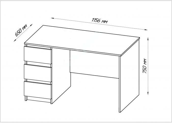 Кастор стол письменный 3 ящика