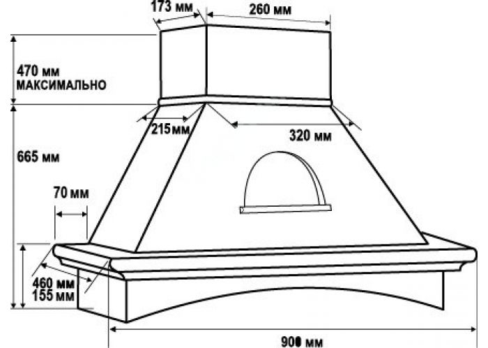 Vialona Cappe вытяжка Нарада 900 мощ 900 бук/слоновая кость