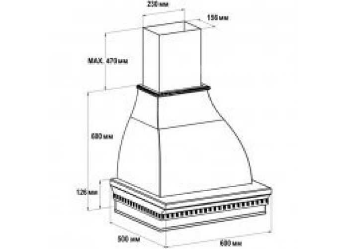 Vialona Cappe вытяжка Нике 600 ППУ мощ. 900 м3 дуб/белый муар