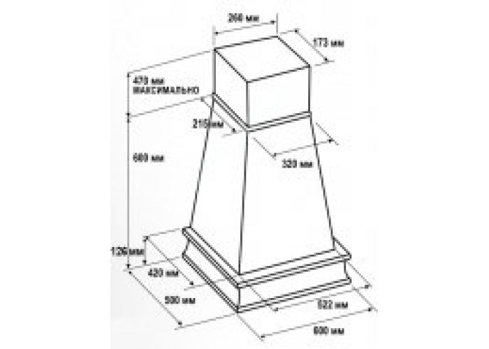 Vialona Cappe вытяжка Руджери 600 дуб/апельсиновая корка мощ.900 (неок)