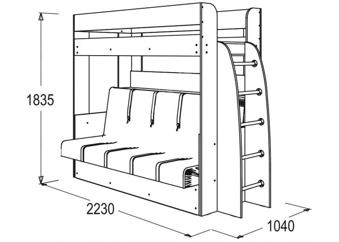 Омега 17 кровать-диван 2-х ярусная