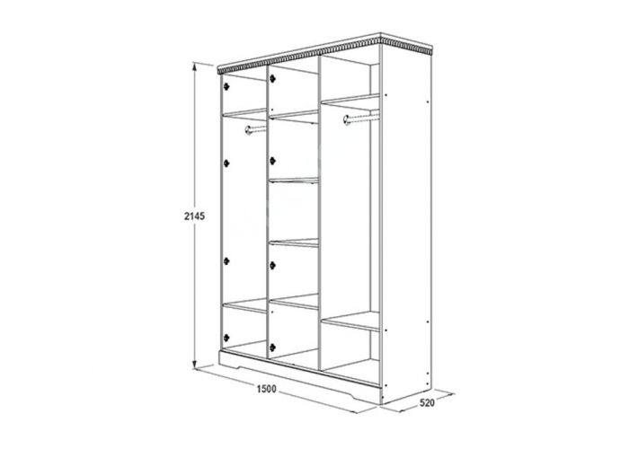 Ольга 12 МДФ шкаф 3-х дверный для одежды и белья