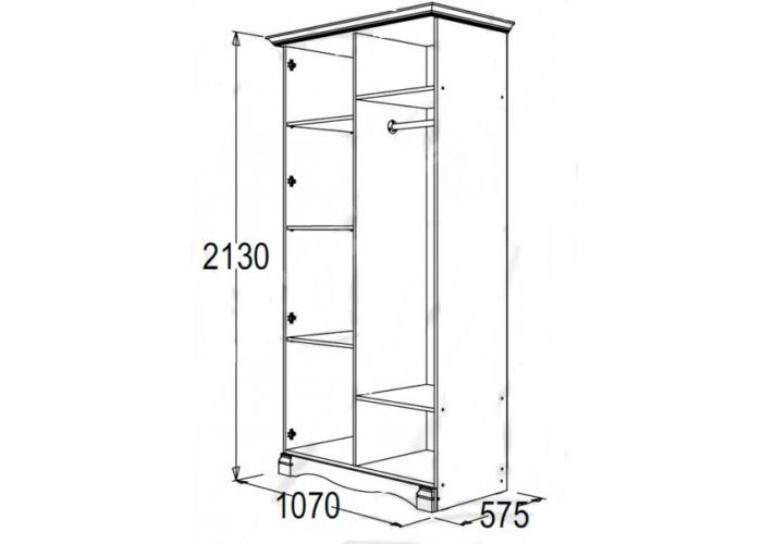 Ольга 1Н шкаф 2-х дверный для одежды и белья