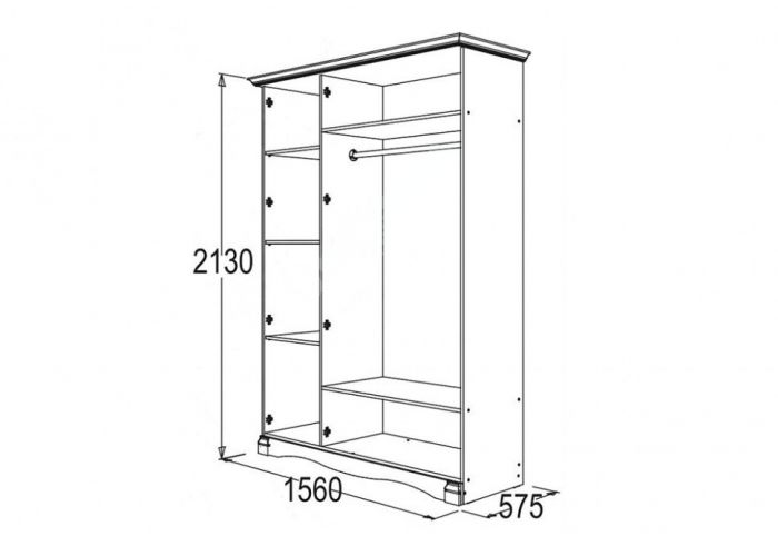 Ольга 1Н шкаф 3-х дверный для одежды и белья