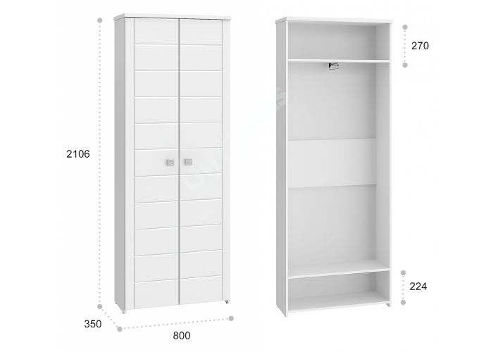 Изабель, ИЗ-64К Шкаф для одежды Белое дерево