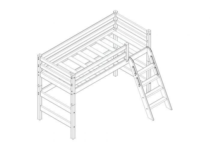 Полувысокая кровать Соня с наклонной лестницей Вариант 6