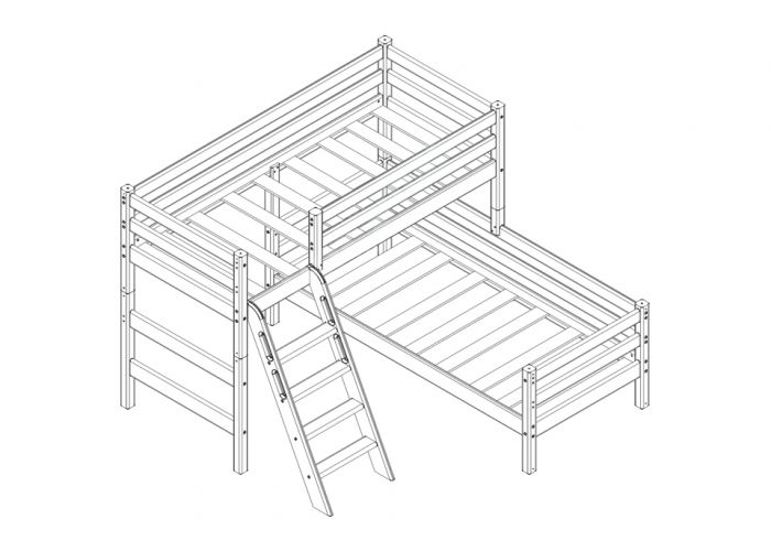 Угловая кровать Соня с наклонной лестницей Вариант 8