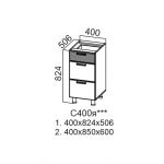 Грейвуд, С400я Стол рабочий 400 (с ящиками)