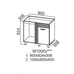 Грейвуд, М1000у Стол-рабочий 1000 (угловой под мойку)