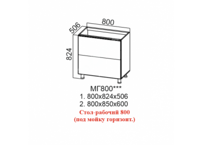 Лофт, МГ800 Стол-рабочий 800 (под мойку горизонтальный)