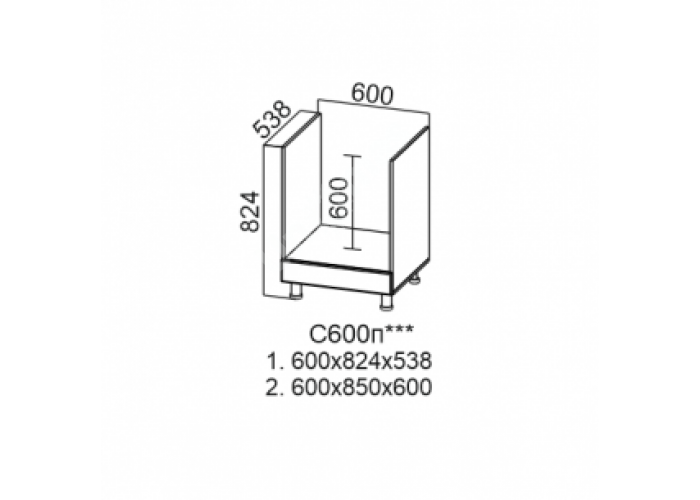 Лофт, С600п Стол-рабочий 600 (под плиту)