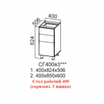 Лофт, СГ400я3 Стол-рабочий 400 (горизонтальный 3 ящика)