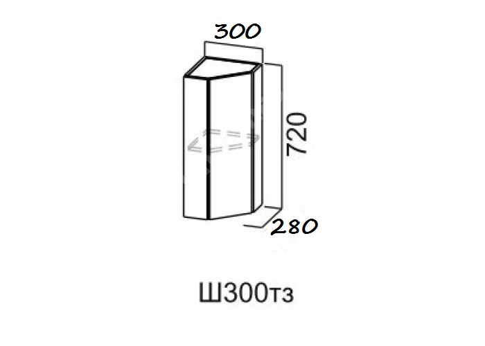 Модус, Ш300тз/720 Шкаф навесной 300/720 (торцевой закрытый)