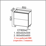 Вектор, СГ800я2 Стол-рабочий 800 (горизонт. 2 ящика)