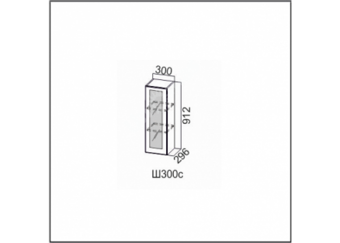 Вектор, Ш300с/912 Шкаф навесной 300/912  (со стеклом)