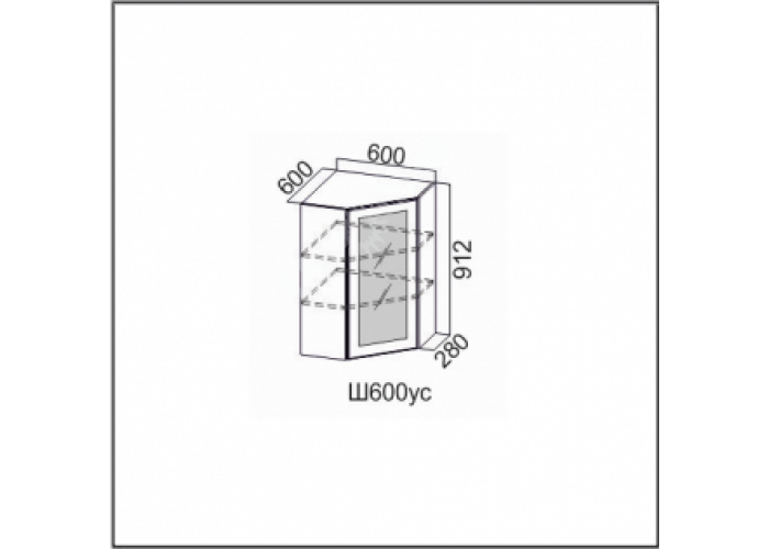 Вектор, Ш600ус/912 Шкаф навесной 600/912 (угловой со стеклом)