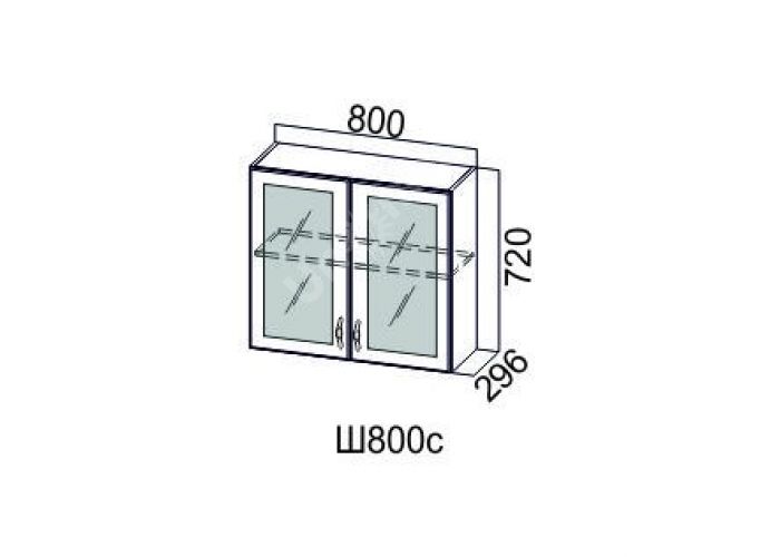 Волна Баклажан, Ш800с/720 Шкаф навесной (со стеклом)