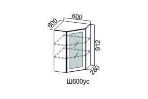 Модерн Белый, Ш600ус/912 Шкаф навесной (угловой со стеклом)