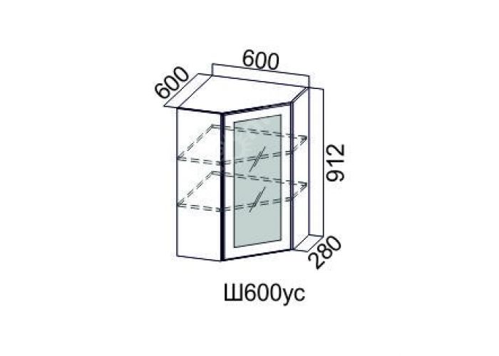 Прованс Фисташковый, Ш600ус/912 Шкаф навесной (угловой со стеклом)