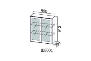 Модерн Белый, Ш800с/912 Шкаф навесной (со стеклом)