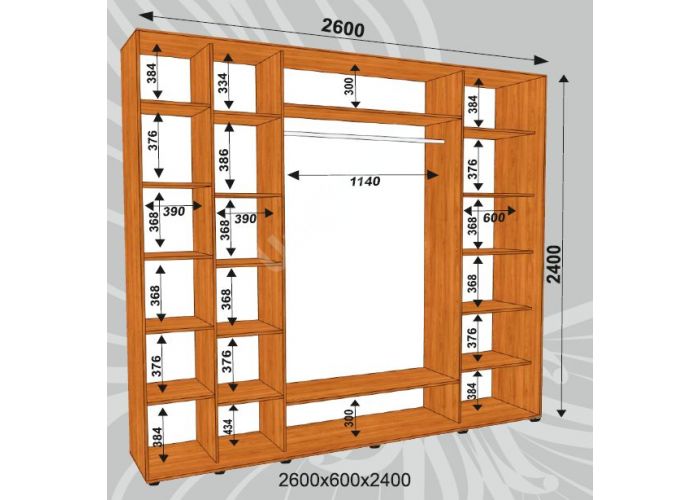 Шкаф-купе Сенатор ЗЗЗ / 2600*600*2400 мм