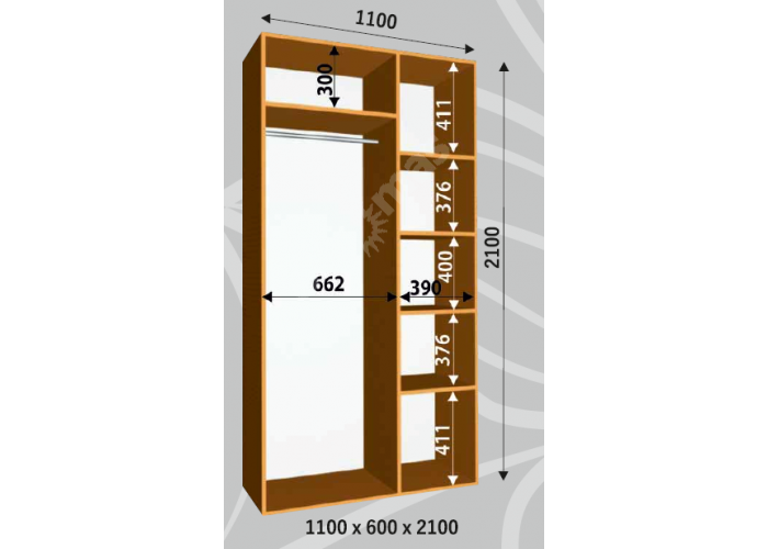 Шкаф-купе Сенатор ДД / 1100*600*2100 мм