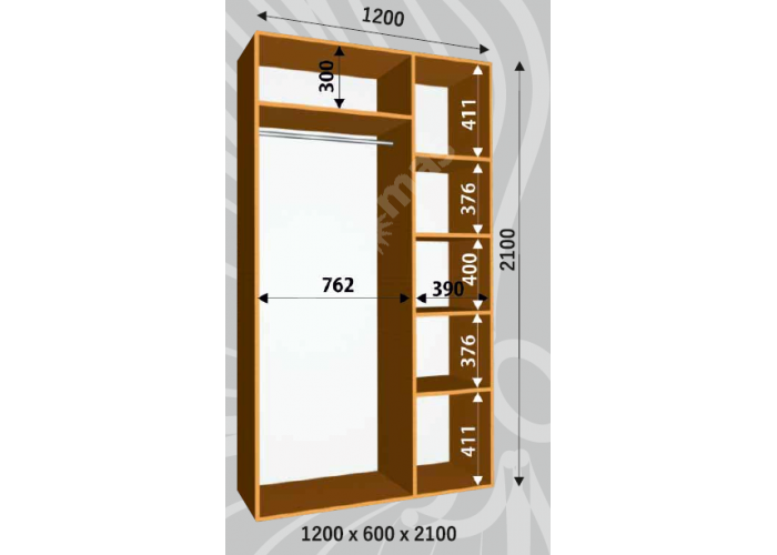 Шкаф-купе Сенатор ДЗ / 1200*600*2100 мм