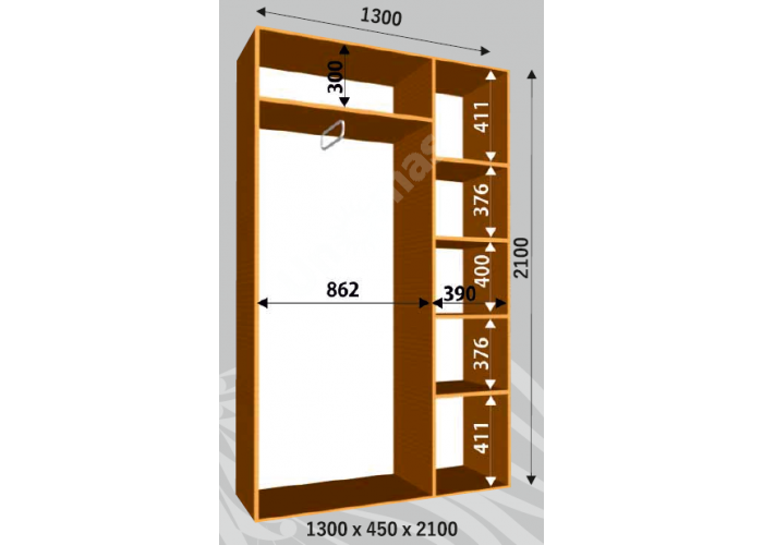 Шкаф-купе Сенатор ДД / 1300*450*2100 мм