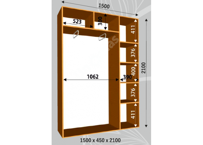 Шкаф-купе Сенатор ДД / 1500*450*2100 мм