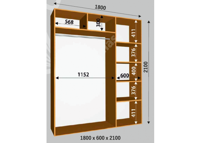 Шкаф-купе Сенатор ДЗ / 1800*600*2100 мм