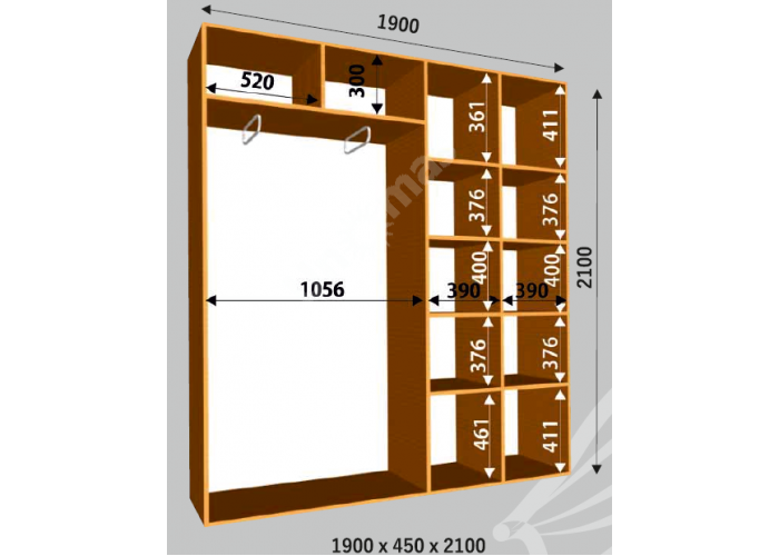 Шкаф-купе Сенатор ДД / 1900*450*2100 мм