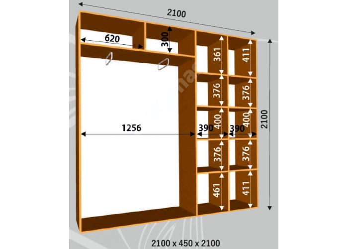 Шкаф-купе Сенатор ДД / 2100*450*2100 мм