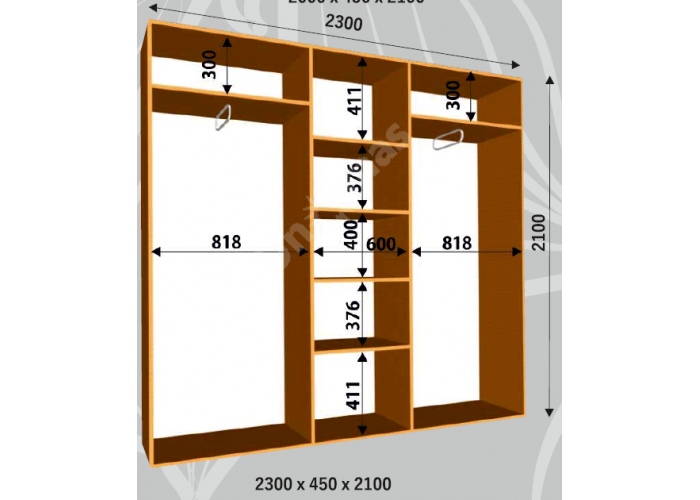 Шкаф-купе Сенатор ДЗД / 2300*450*2100 мм