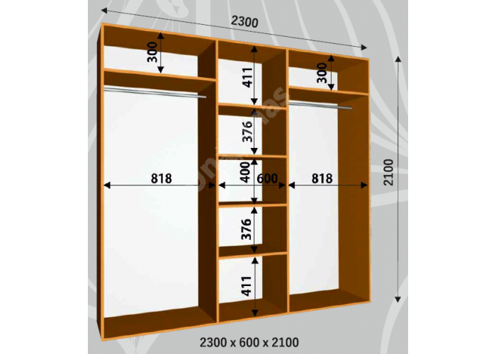 Шкаф-купе Сенатор ЗЗЗ / 2300*600*2100 мм