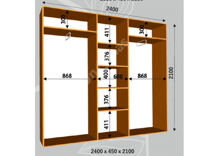 Шкаф-купе Сенатор ЗЗЗ / 2400*450*2100 мм