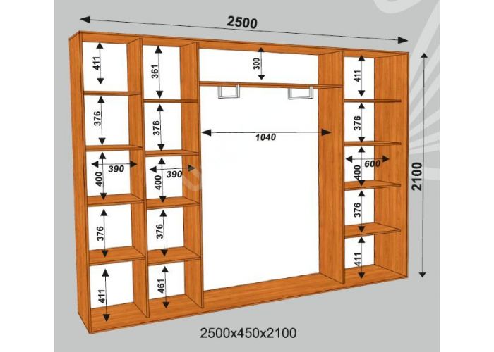 Шкаф-купе Сенатор ДЗД / 2500*450*2100 мм