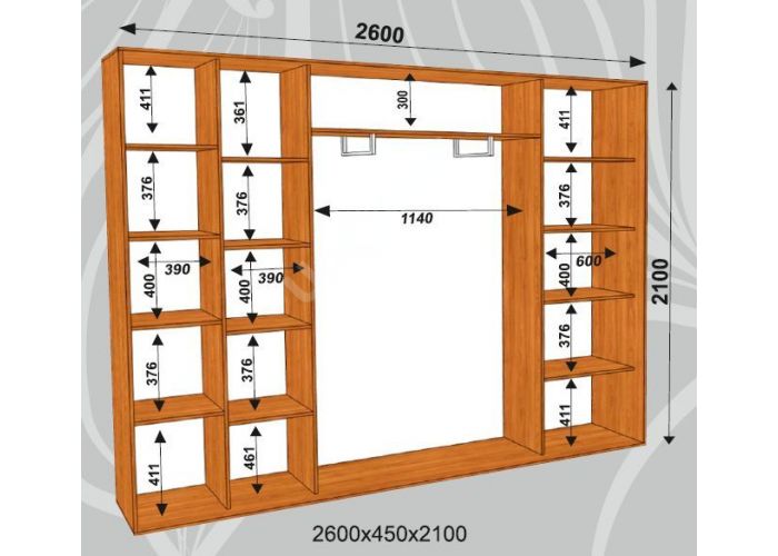 Шкаф-купе Сенатор ЗЗЗ / 2600*450*2100 мм