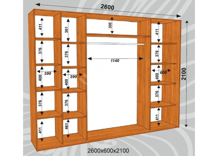 Шкаф-купе Сенатор ЗЗЗ / 2600*600*2100 мм