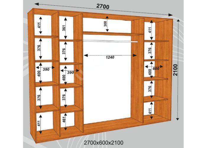 Шкаф-купе Сенатор ЗДЗ / 2700*600*2100 мм