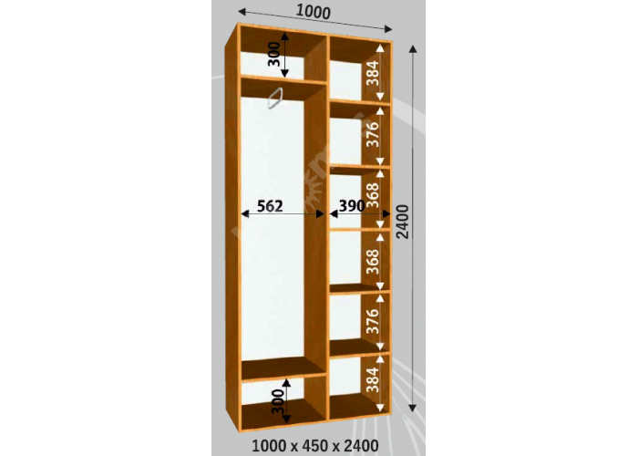 Шкаф-купе Сенатор ДД / 1000*450*2400 мм