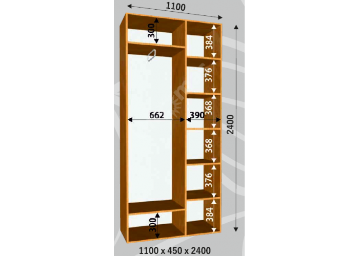 Шкаф-купе Сенатор ДД / 1100*450*2400 мм