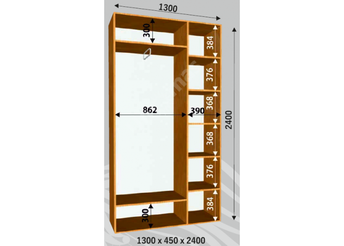 Шкаф-купе Сенатор ДД / 1300*450*2400 мм