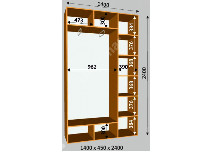 Шкаф-купе Сенатор ЗЗ / 1400*450*2400 мм