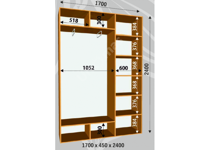 Шкаф-купе Сенатор ДД / 1700*450*2400 мм