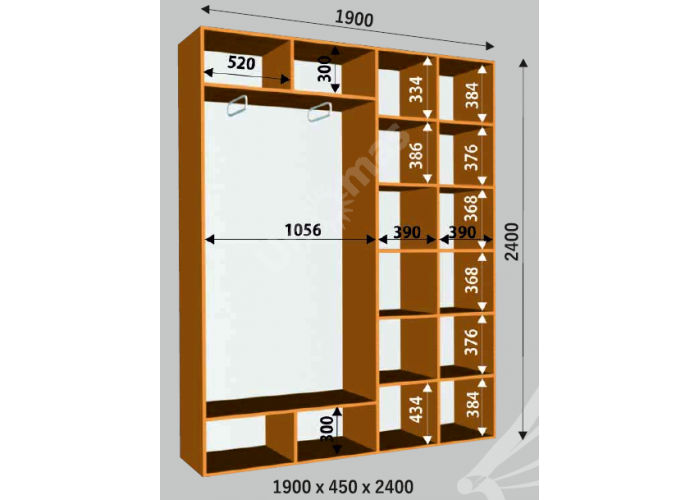 Шкаф-купе Сенатор Лакобель / 1900*450*2400 мм