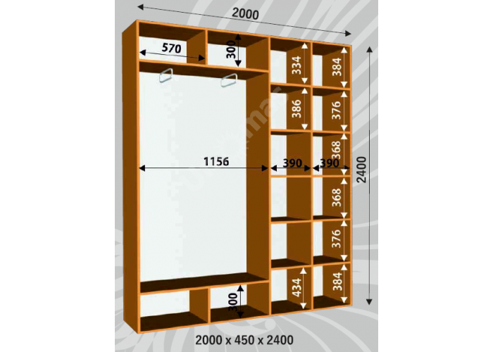 Шкаф-купе Сенатор ДД / 2000*450*2400 мм