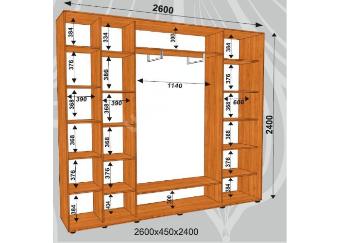 Шкаф-купе Сенатор ДДД / 2600*450*2400 мм