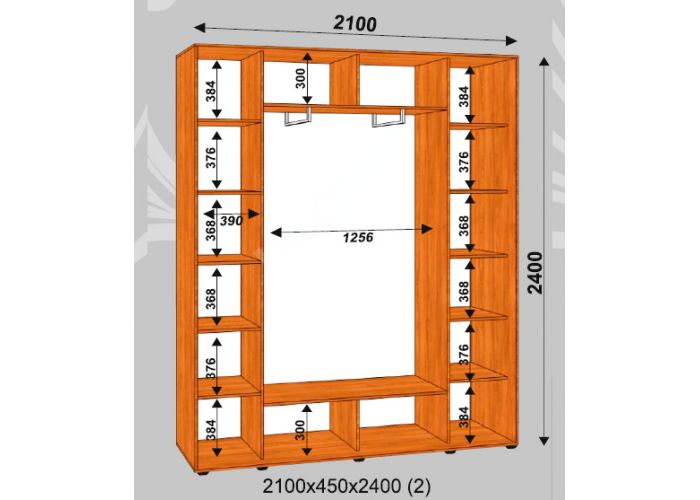 Шкаф-купе Сенатор Лакобель / 2100*450*2400 (2) мм