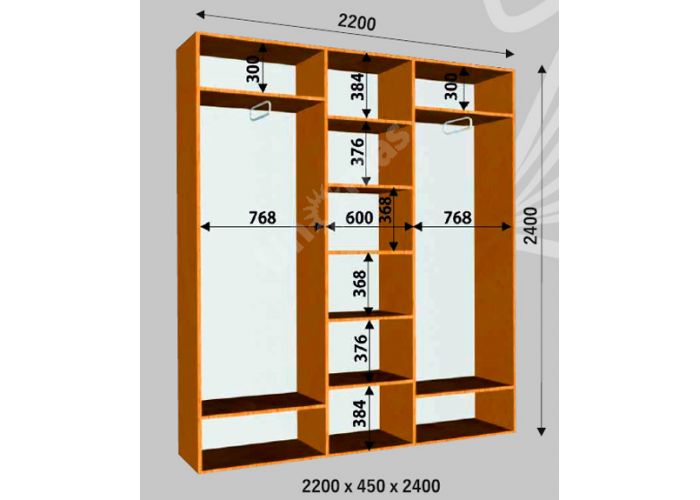 Шкаф-купе Сенатор ЗДЗ / 2200*450*2400 мм