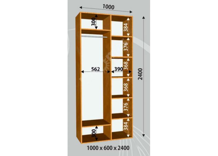 Шкаф-купе Сенатор Лакобель / 1000*600*2400 мм